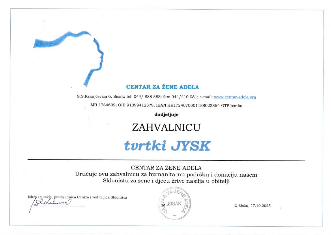 jysk zahvalnica